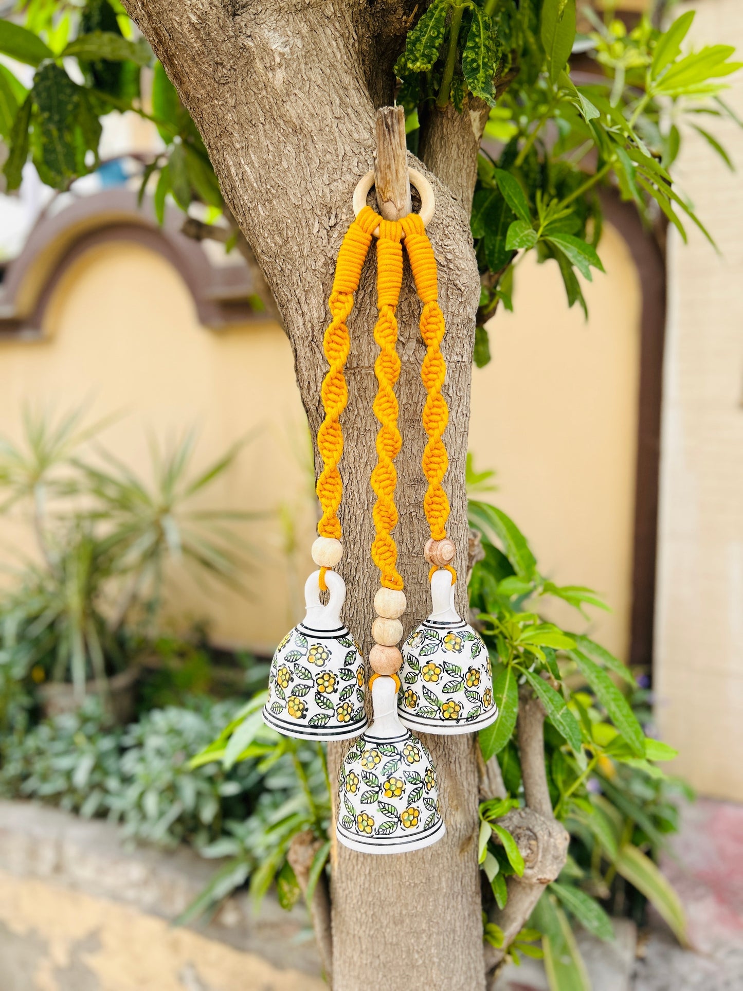 Ceramic Bells with Macrame Accents For Peaceful Vibes