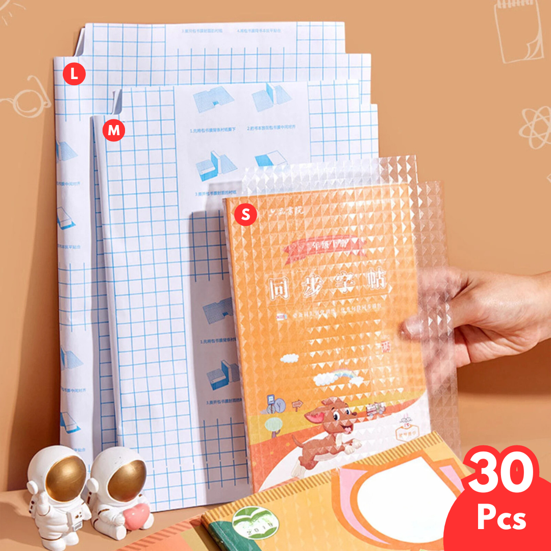 ClearGuard™ Self-adhesive transparent protective book cover (Pack of 30)