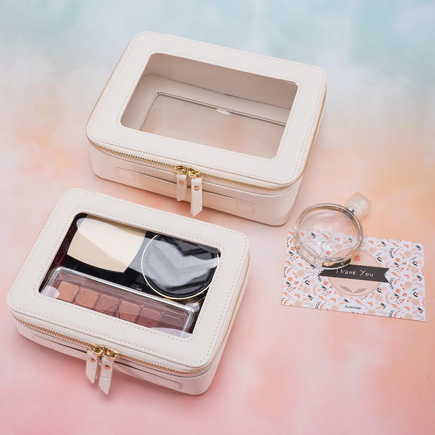 Clear Makeup Bag Organizer, Portable Travel Toiletry Cosmetic Bag Case for Women