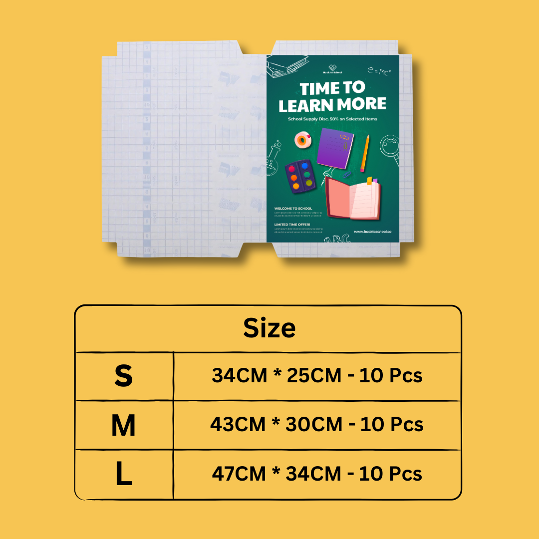 ClearGuard™ Self-adhesive transparent protective book cover (Pack of 30)