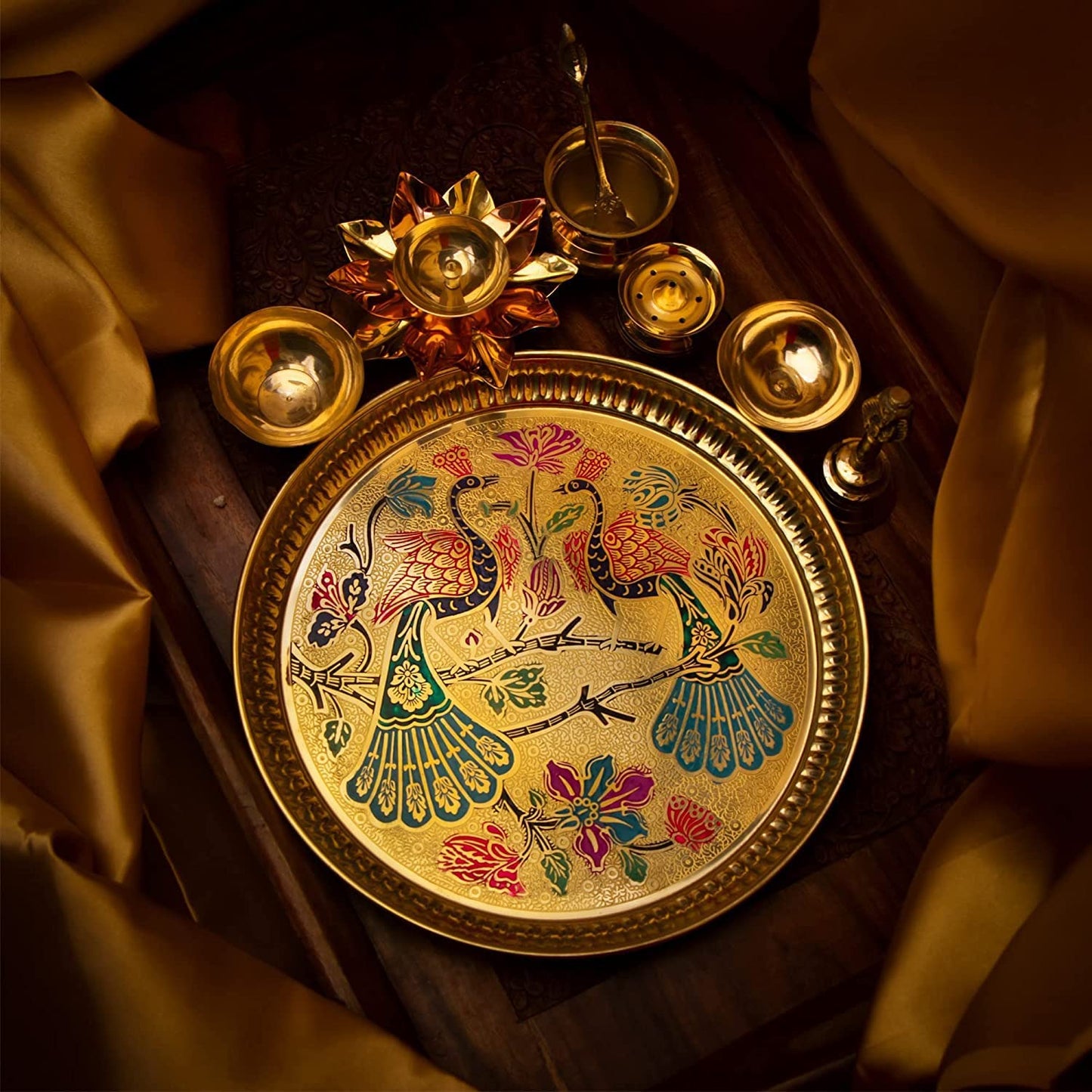 Traditional Handcrafted Brass Pooja Thali