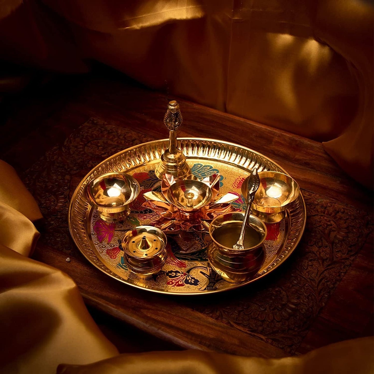 Traditional Handcrafted Brass Pooja Thali