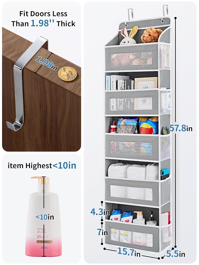 5 Shelf Over The Door Hanging Storage Organizer