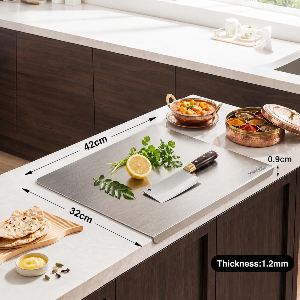 Stainless Steel Chopping Board with Raised Lip