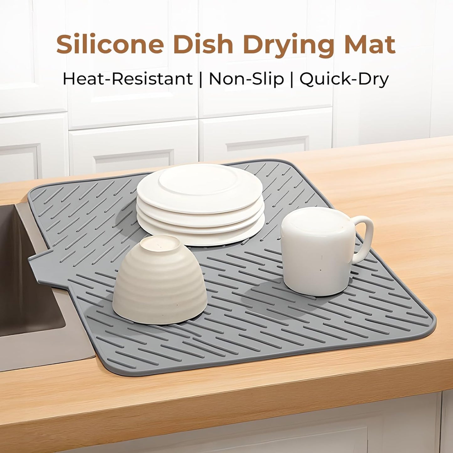 DryEase – Silicone Dish Drying Mat with Built-In Drain