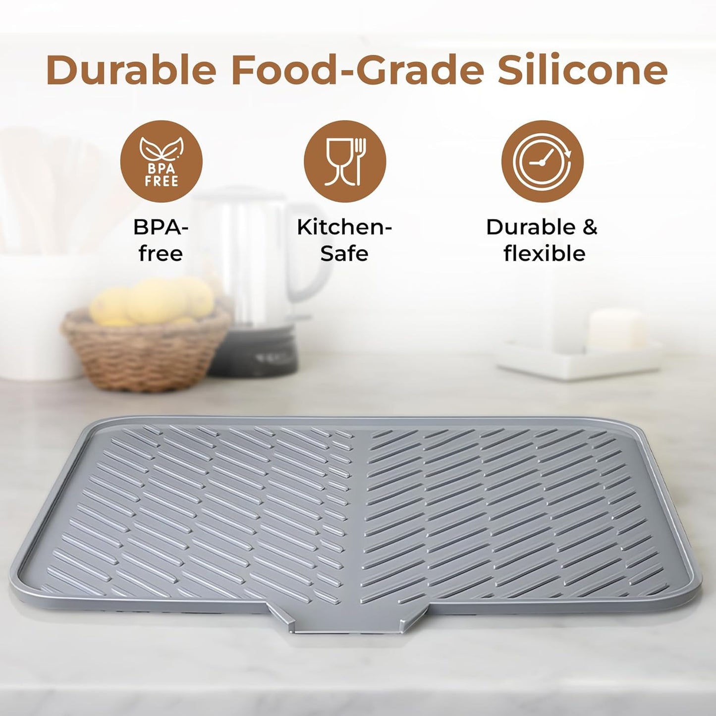 DryEase – Silicone Dish Drying Mat with Built-In Drain
