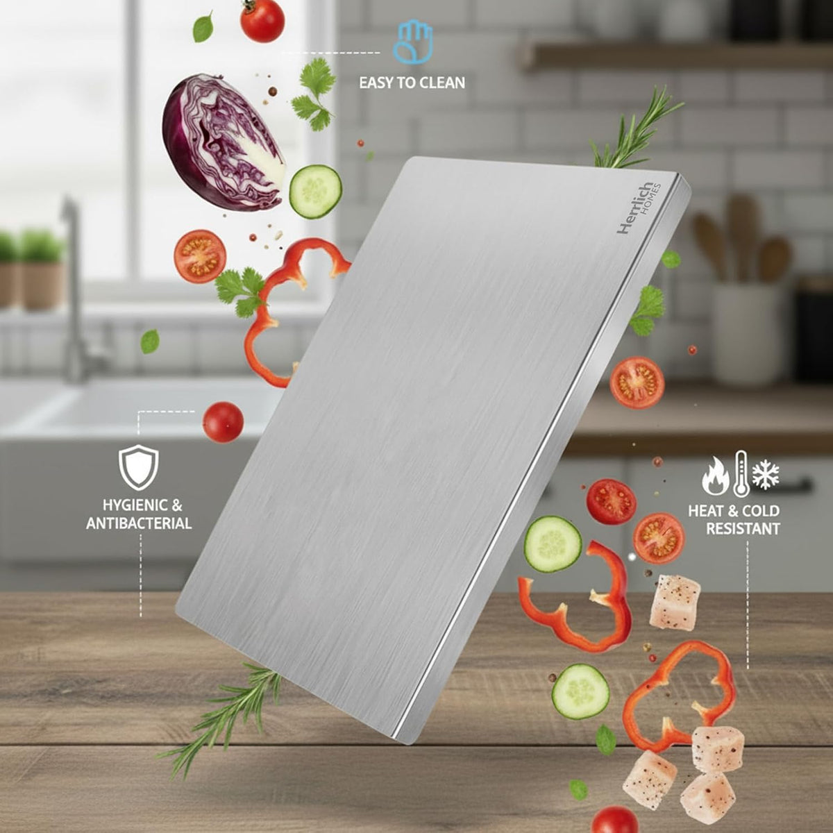 Stainless Steel Chopping Board with Raised Lip
