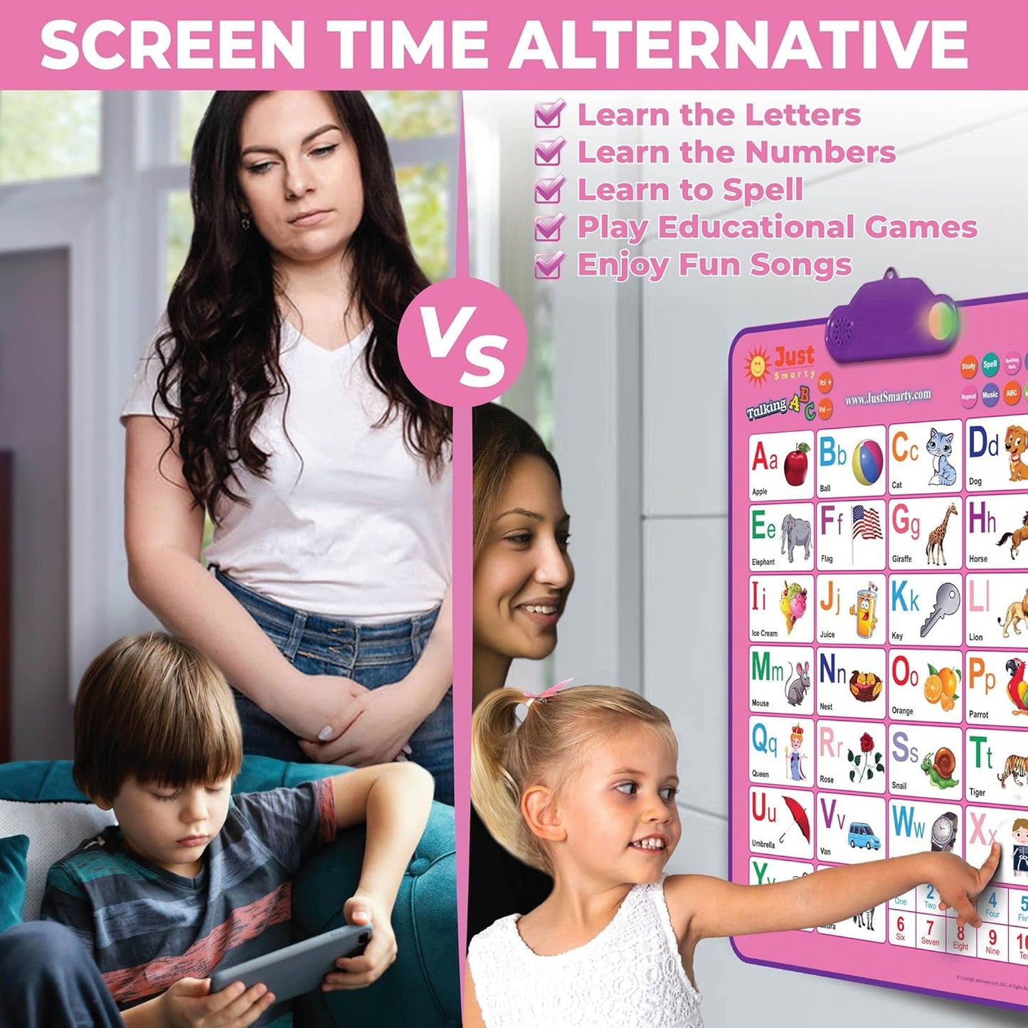 Smart Talking ABCD & 123s & Music Wall Poster For Kids Learning