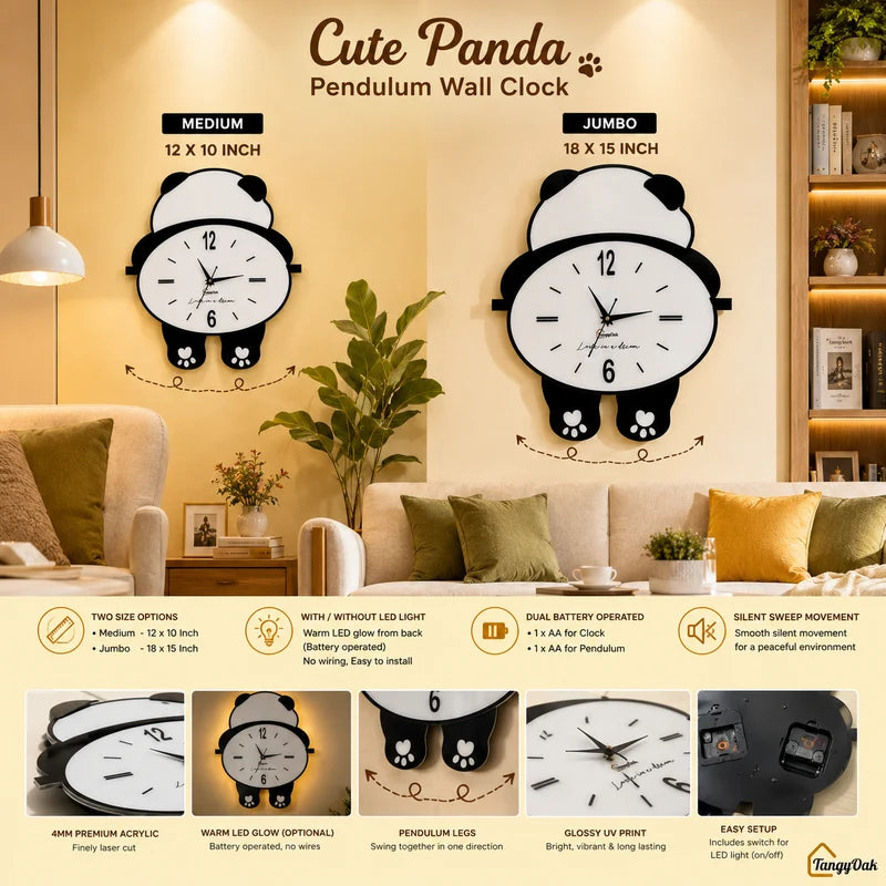 Cute Panda Wall Clock