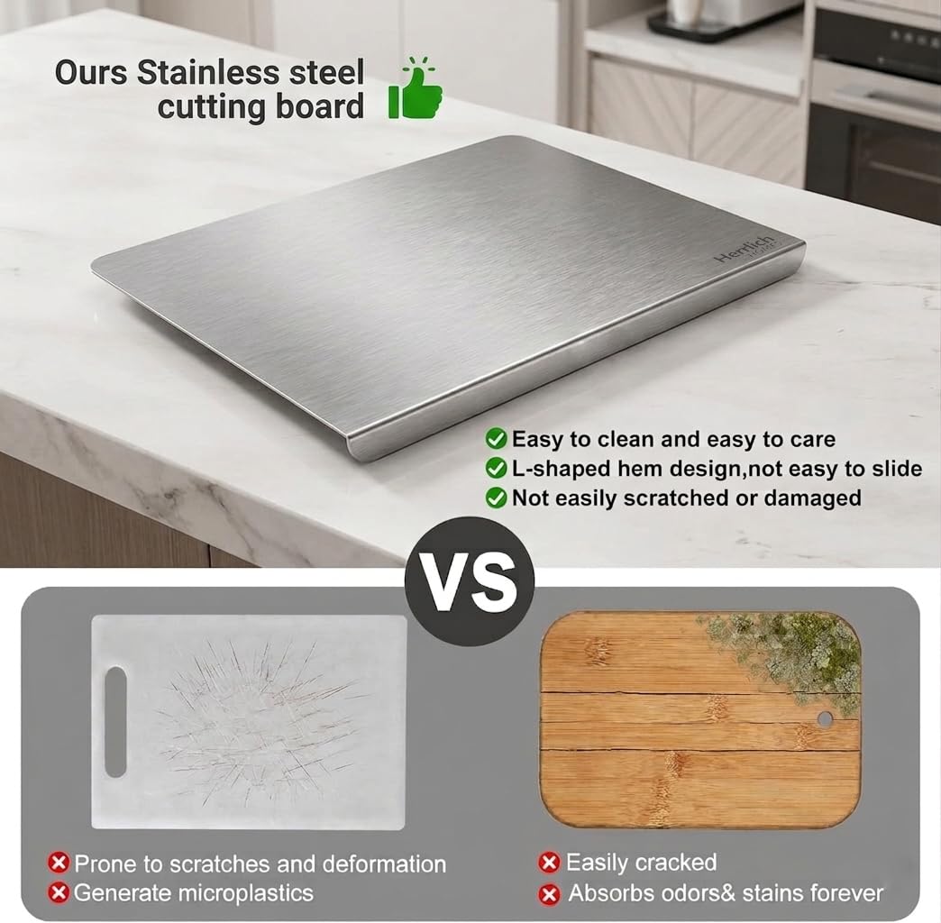 Stainless Steel Chopping Board with Raised Lip