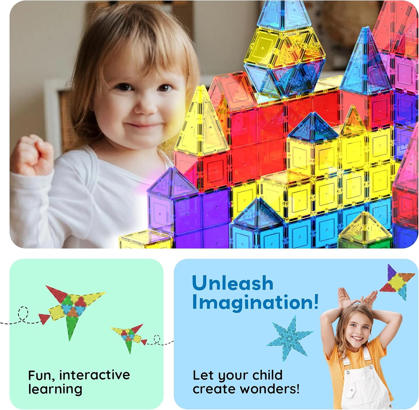 Magnet Building Tiles Clear Magnetic 3D Blocks Construction Playboards