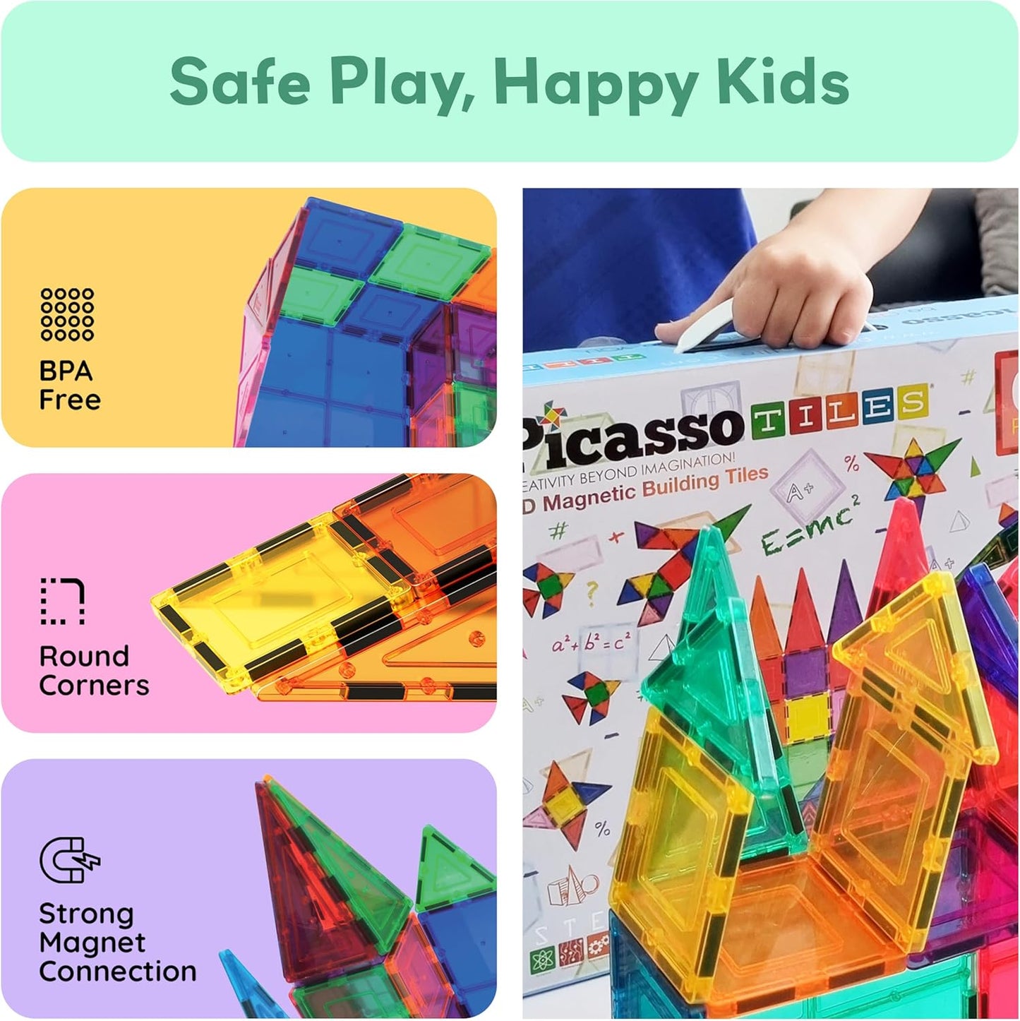 Magnet Building Tiles Clear Magnetic 3D Blocks Construction Playboards