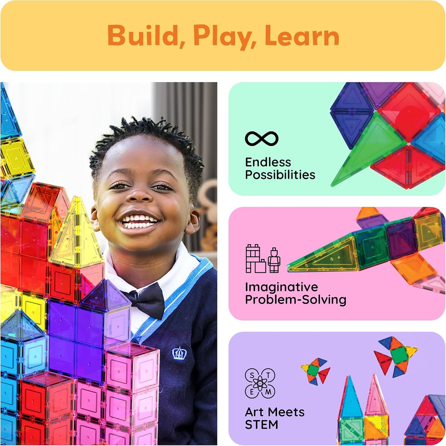 Magnet Building Tiles Clear Magnetic 3D Blocks Construction Playboards