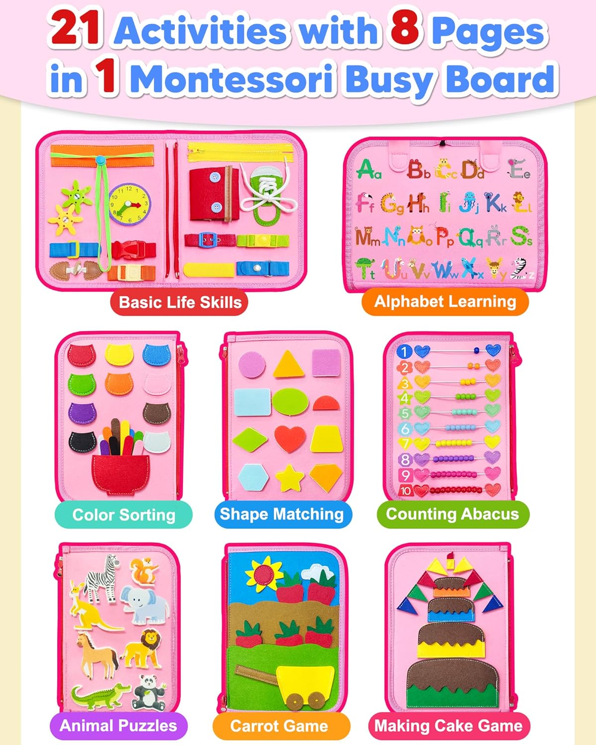 Busy Book Sensory Learning Toys for Toddlers