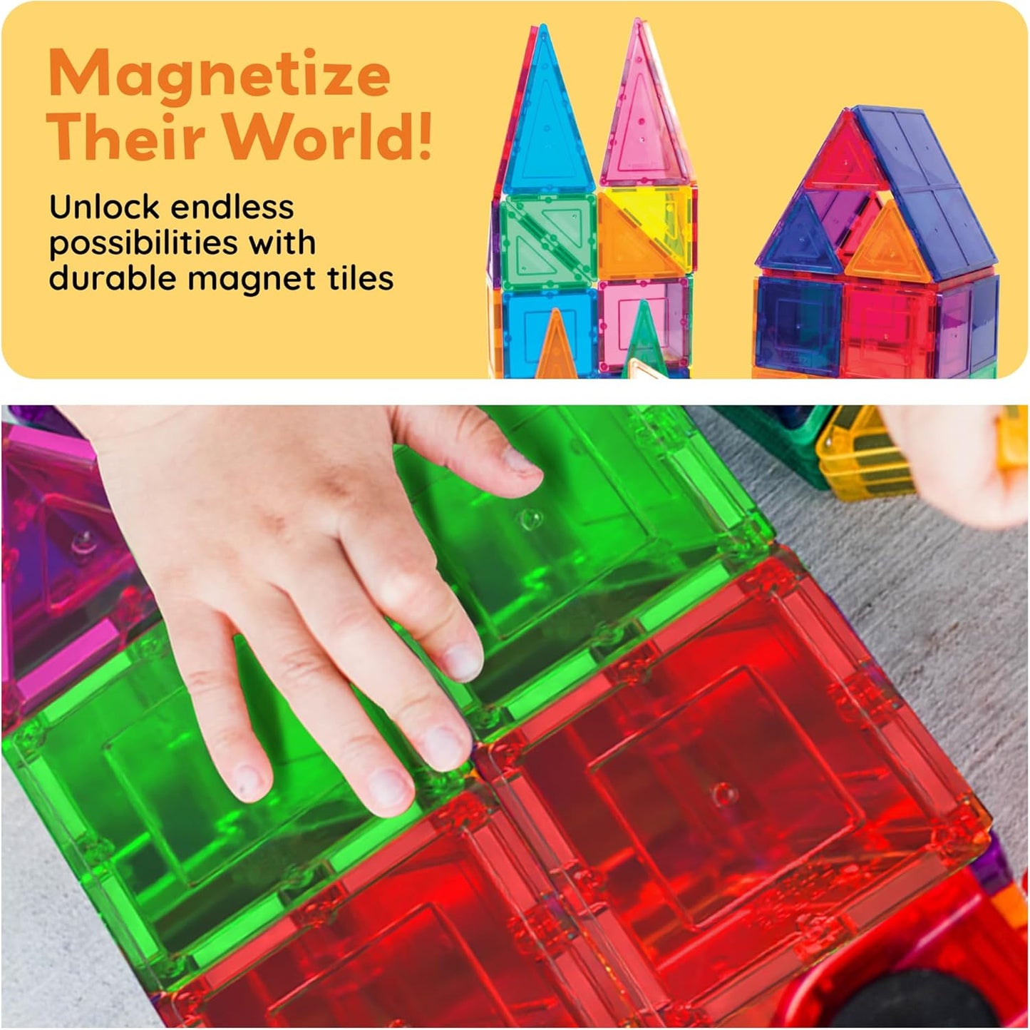 Magnet Building Tiles Clear Magnetic 3D Blocks Construction Playboards