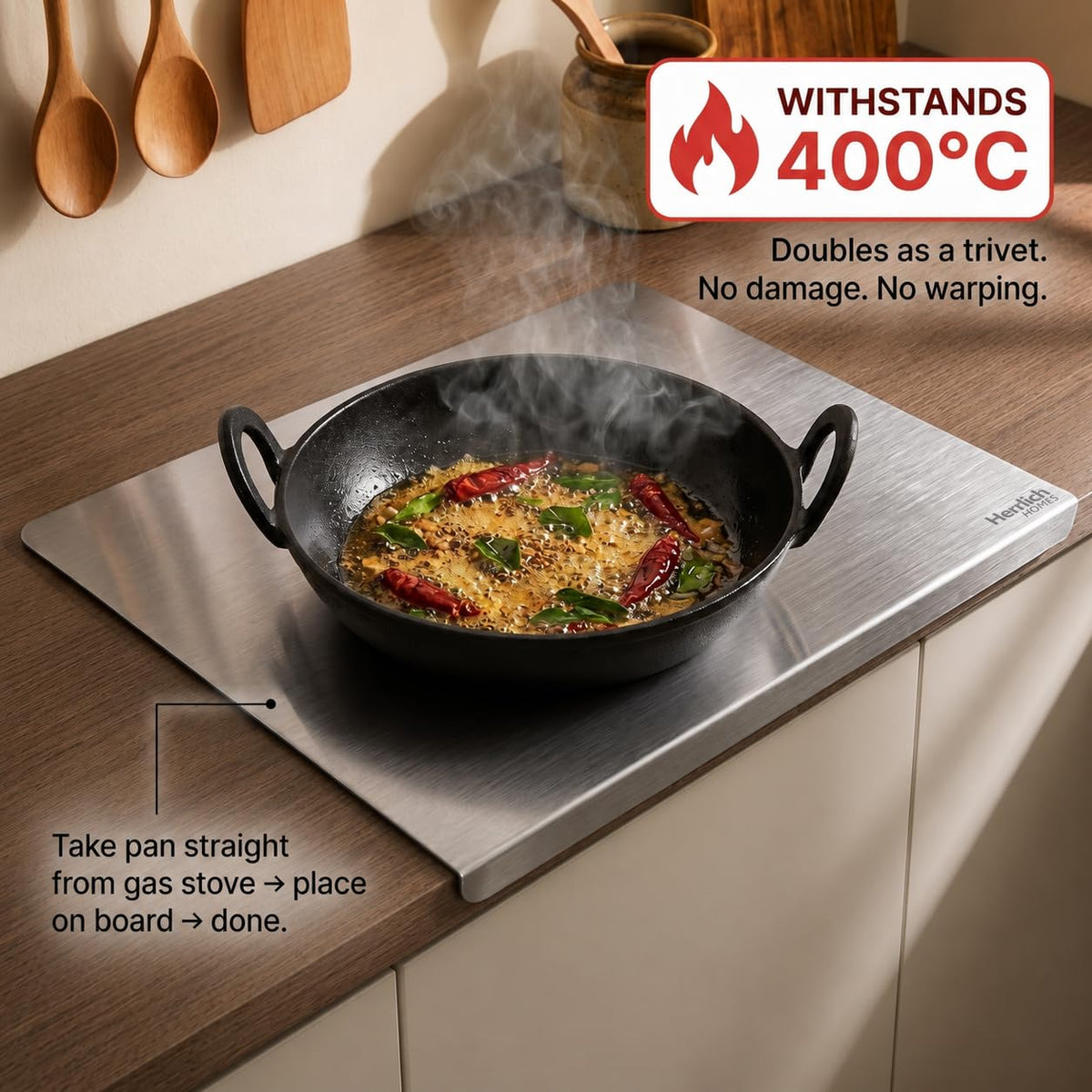 Stainless Steel Chopping Board with Raised Lip