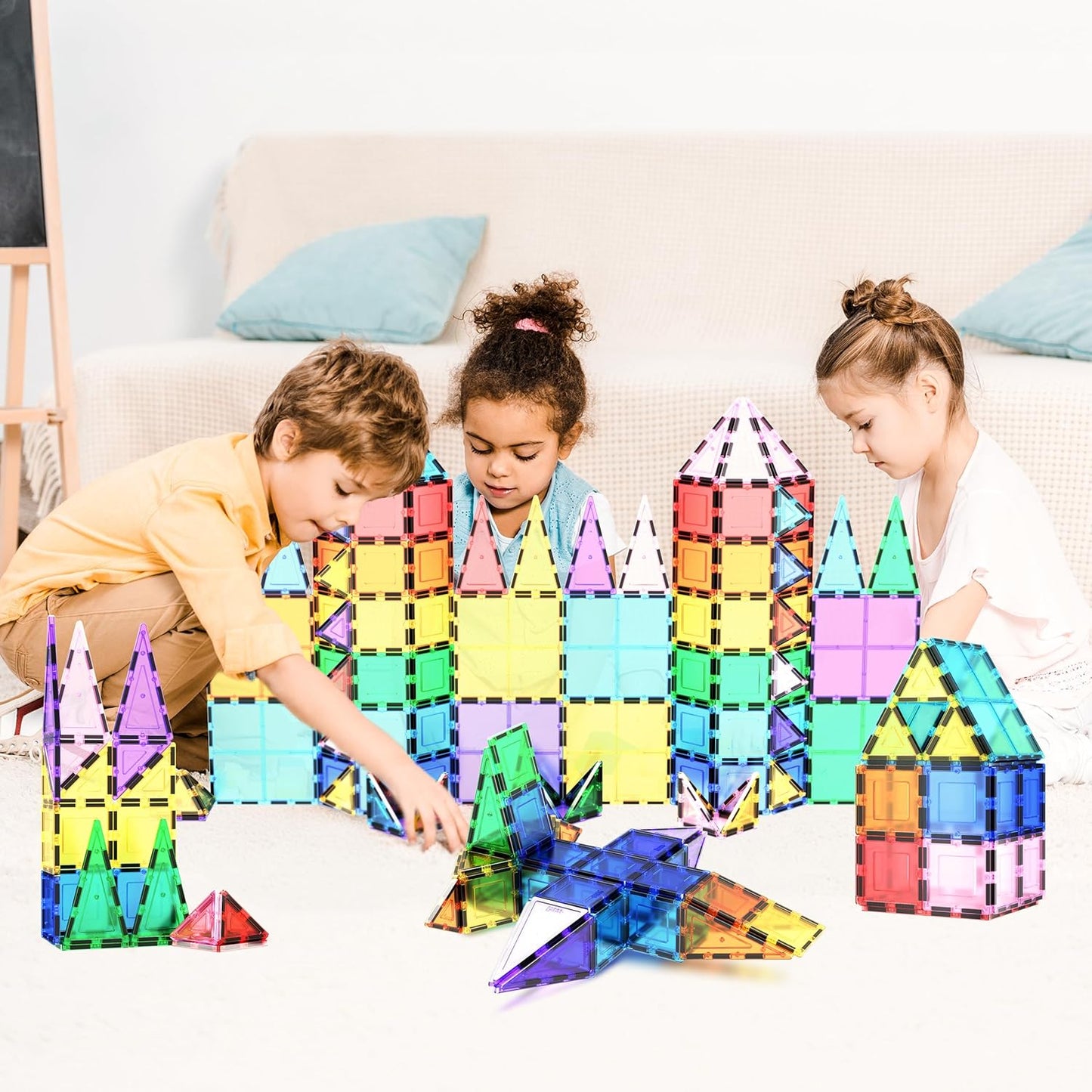 Magnet Building Tiles Clear Magnetic 3D Blocks Construction Playboards